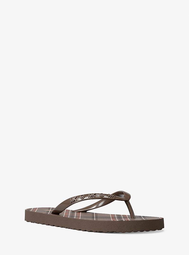 Plaid Print Flip Flop in MUSHROOM | Michael Kors