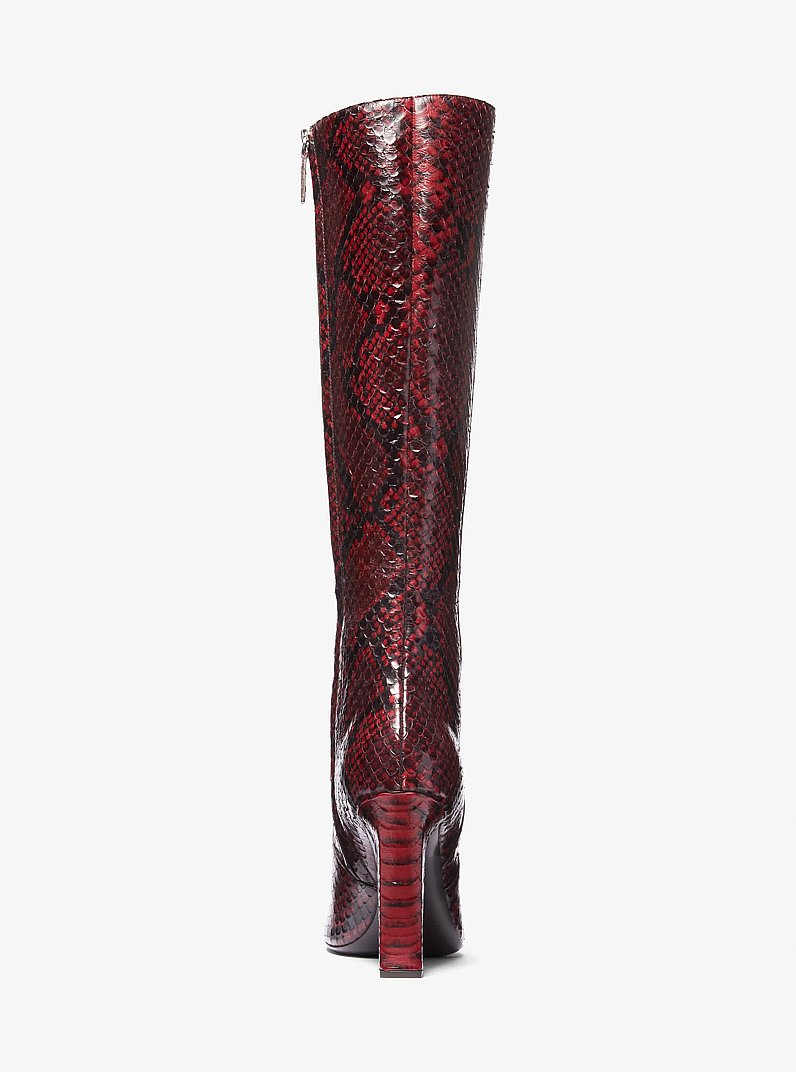 Carly Python Embossed Leather Boot in MERLOT | Michael Kors