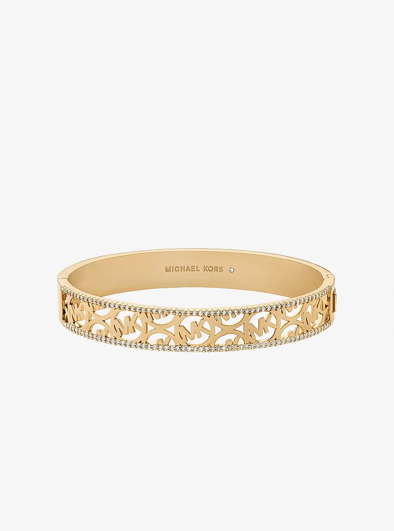 Pav&eacute; Perforated Logo Bangle in OR | Michael Kors
