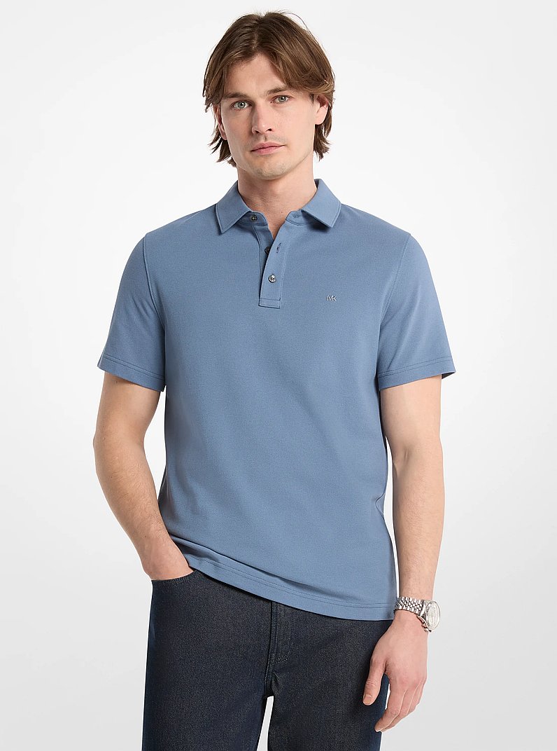 Polo in piqu&eacute; di cotone Pima in DENIM | Michael Kors