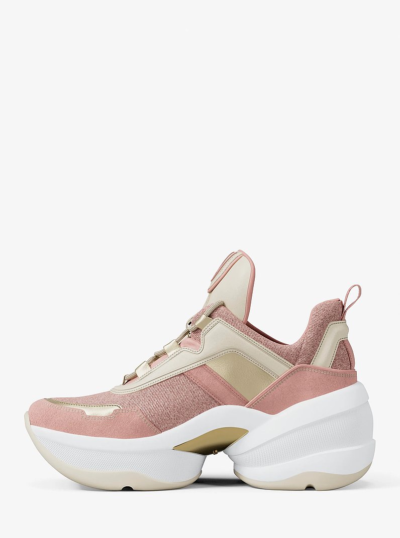 Olympia Mixed-Media Trainer in POWDER BLUSH | Michael Kors