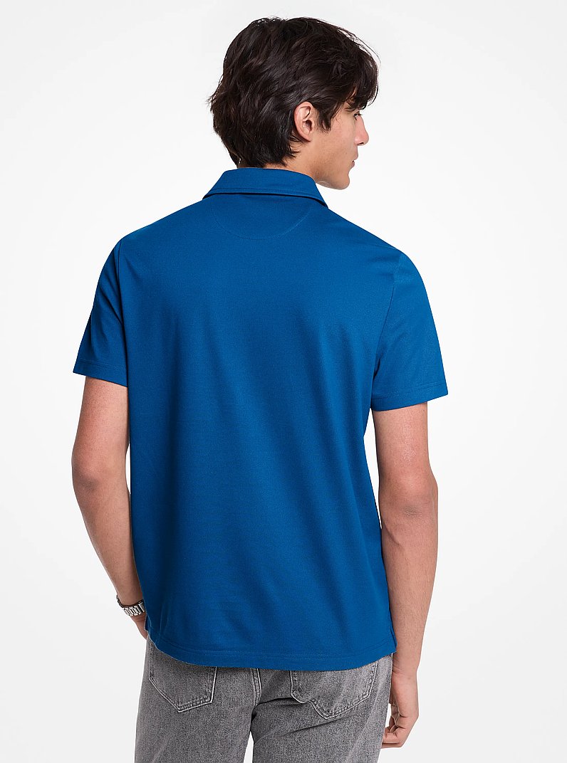 Piqu&eacute;-Poloshirt aus Baumwollmischung mit Rei&szlig;verschluss in FLUSSBLAU | Michael Kors