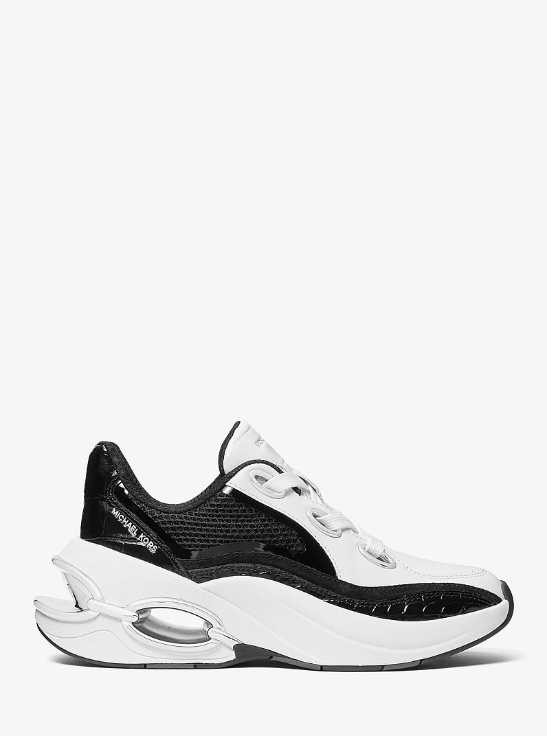 Toni Mixed-Media Trainer in BLACK/WHITE | Michael Kors