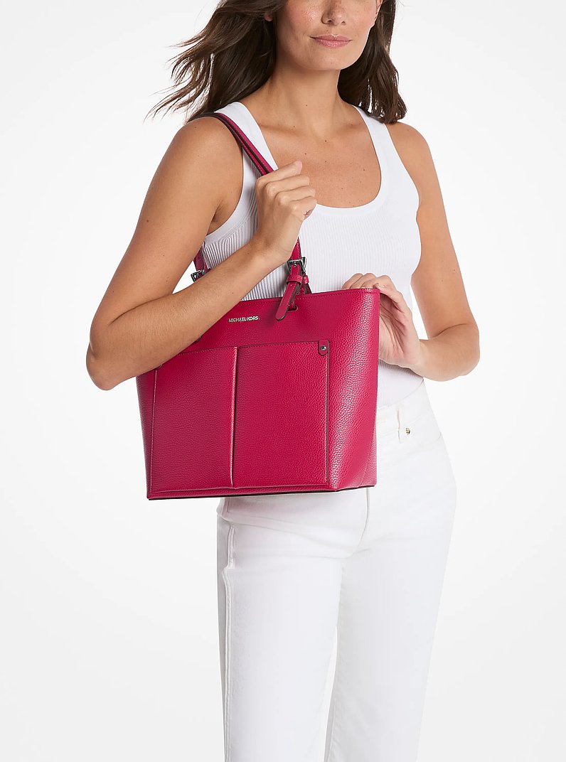 Jet Set Medium Pocket Tote Bag in DK RASPBERRY | Michael Kors