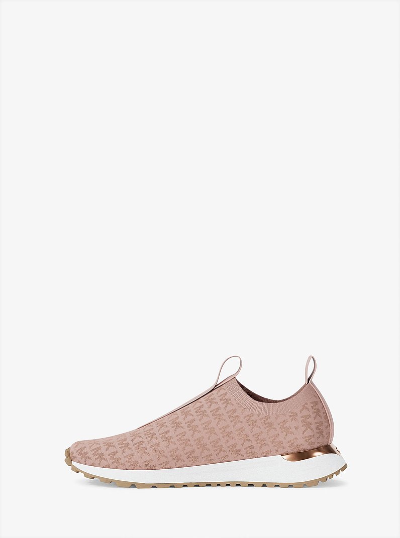Bodie Metallic Logo Knit Slip-On Sneaker in POWDER BLUSH | Michael Kors