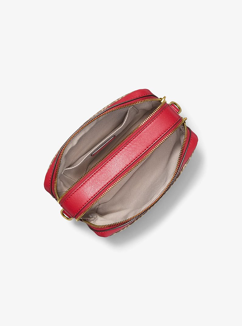 Bryant Medium MK2000 Logo Jacquard Camera Crossbody Bag in CRIMSON MULTI | Michael Kors