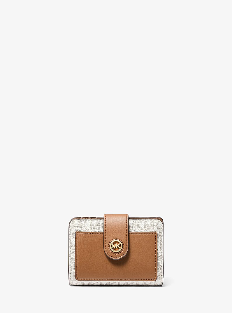 Small Signature Logo Wallet in VAINILLA/BELLOTA | Michael Kors