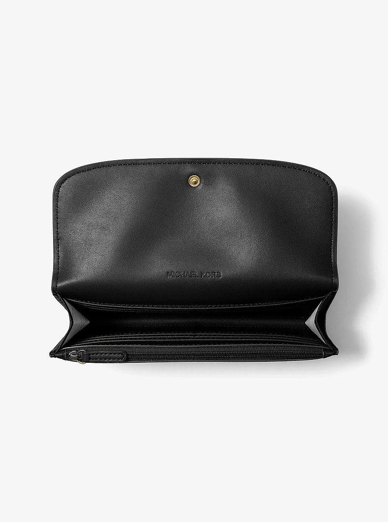 Hamilton Large Leather Continental Wallet in BLACK | Michael Kors