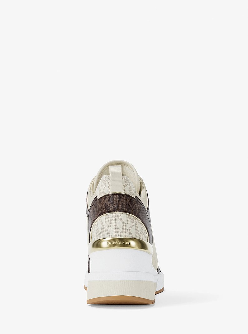 Georgie Signature Logo Wedge Trainer in BROWN MULTI | Michael Kors