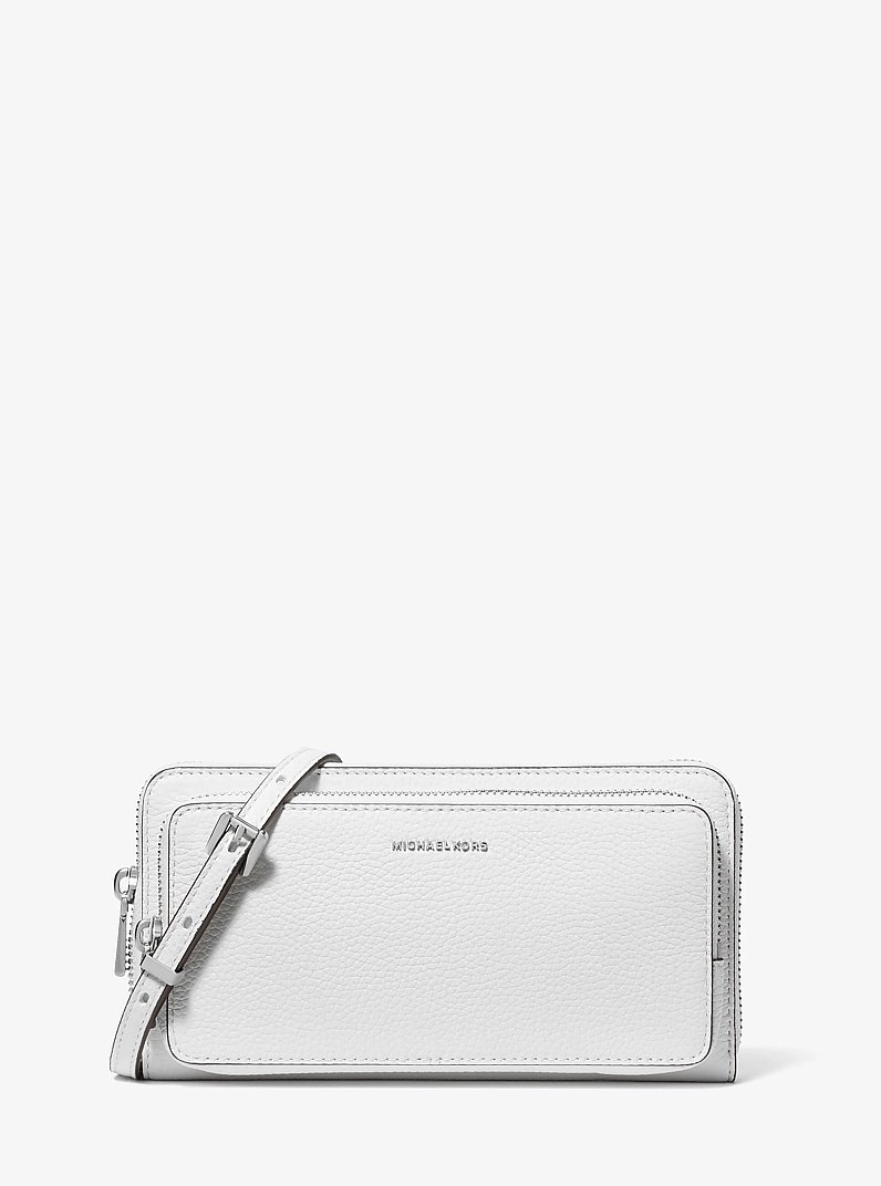 Grand sac &agrave; bandouli&egrave;re Jet Set en cuir grain&eacute; in BLANC OPTIQUE | Michael Kors