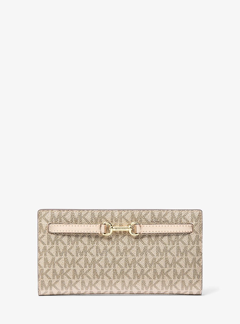 Carson Large Metallic Signature Logo Wallet in PALE GOLD | Michael Kors