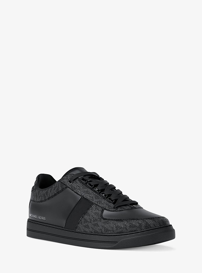 Brady Signature Logo and Leather Sneaker in BLACK/BLACK | Michael Kors