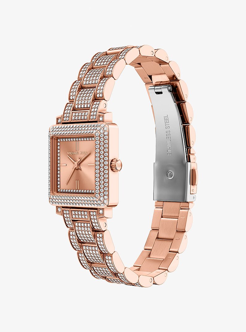 Petite Gwynn Pav&eacute; Rose Gold-Tone Watch in ROSE GOLD | Michael Kors