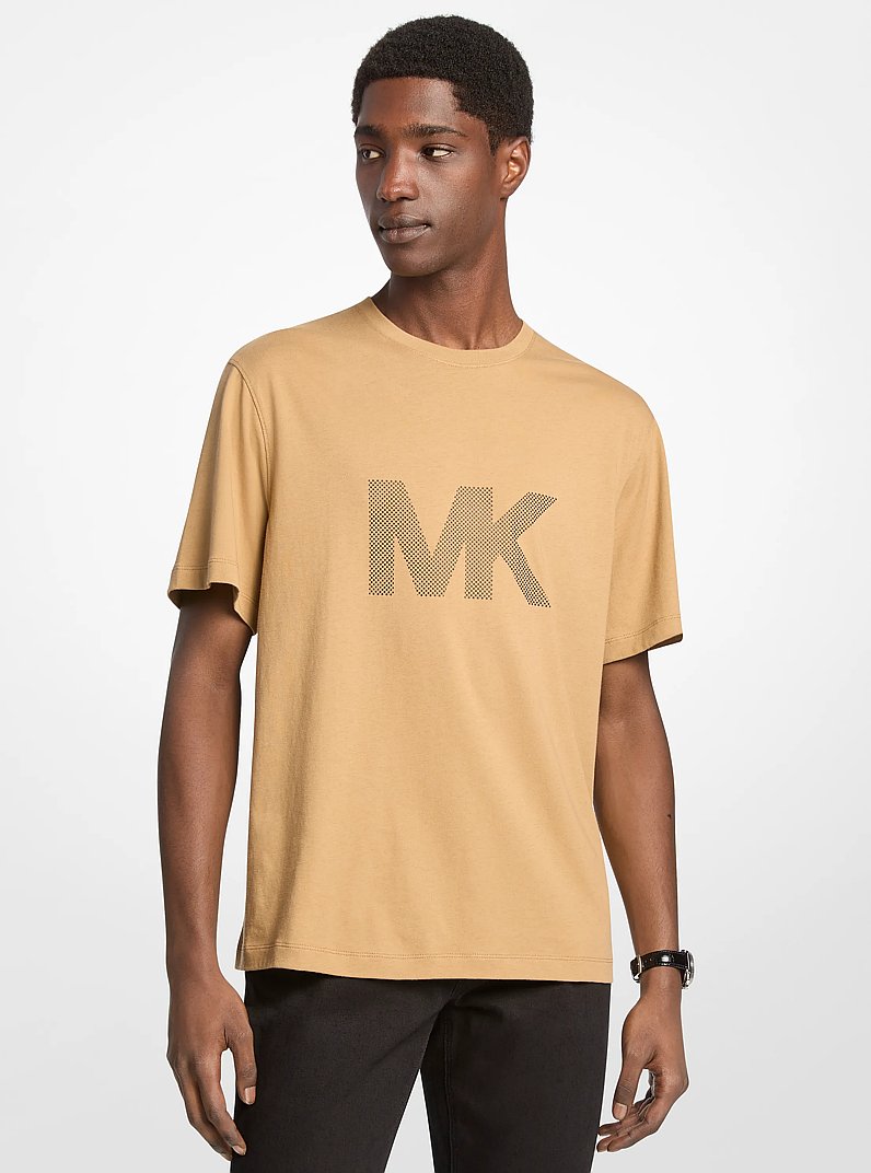 T-shirt en coton &agrave; imprim&eacute; in POIL DE CHAMEAU FONC&Eacute; | Michael Kors
