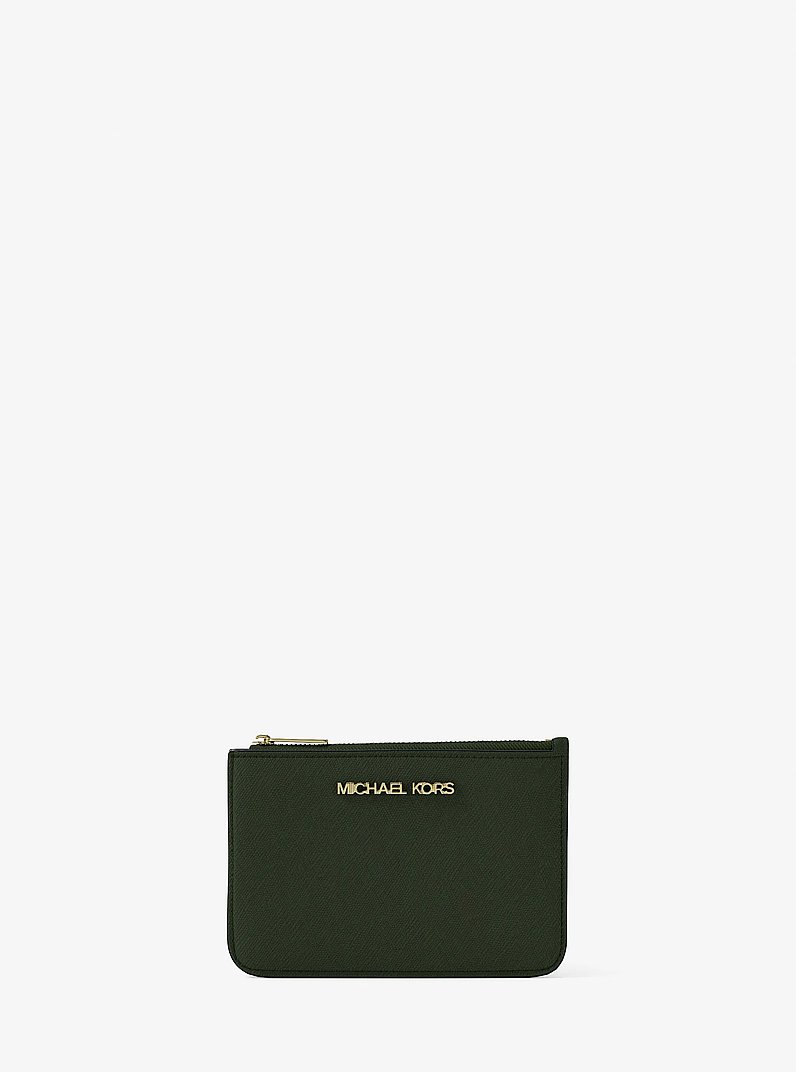 Jet Set Travel Small Saffiano Leather Coin Pouch in MOSS | Michael Kors