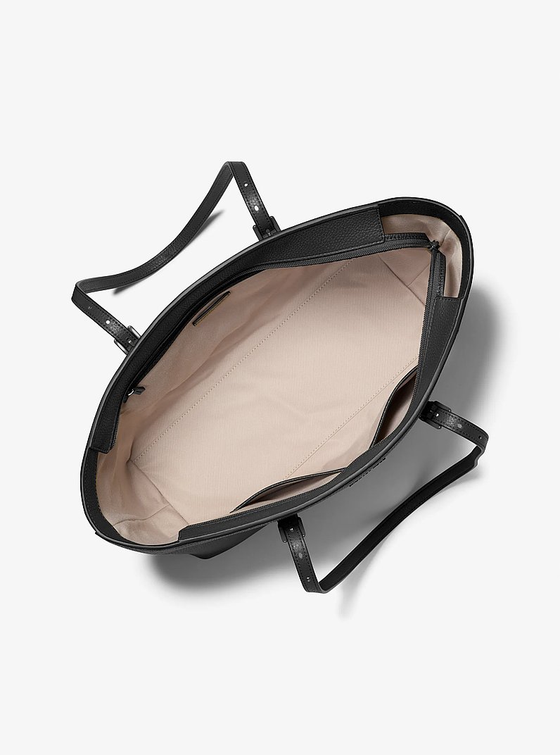 Quinn Large Pebbled Leather Tote Bag in BLACK | Michael Kors