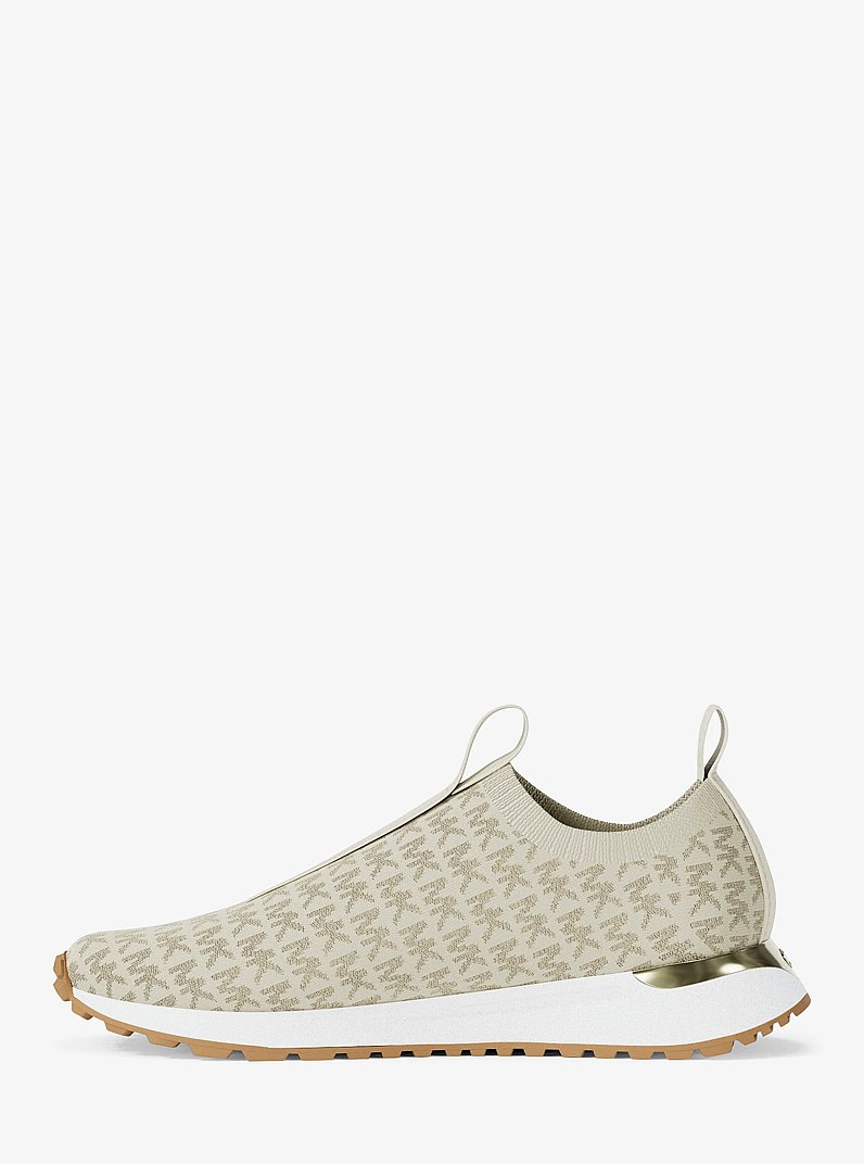 Bodie Metallic Logo Knit Slip-On Sneaker in CREAM | Michael Kors