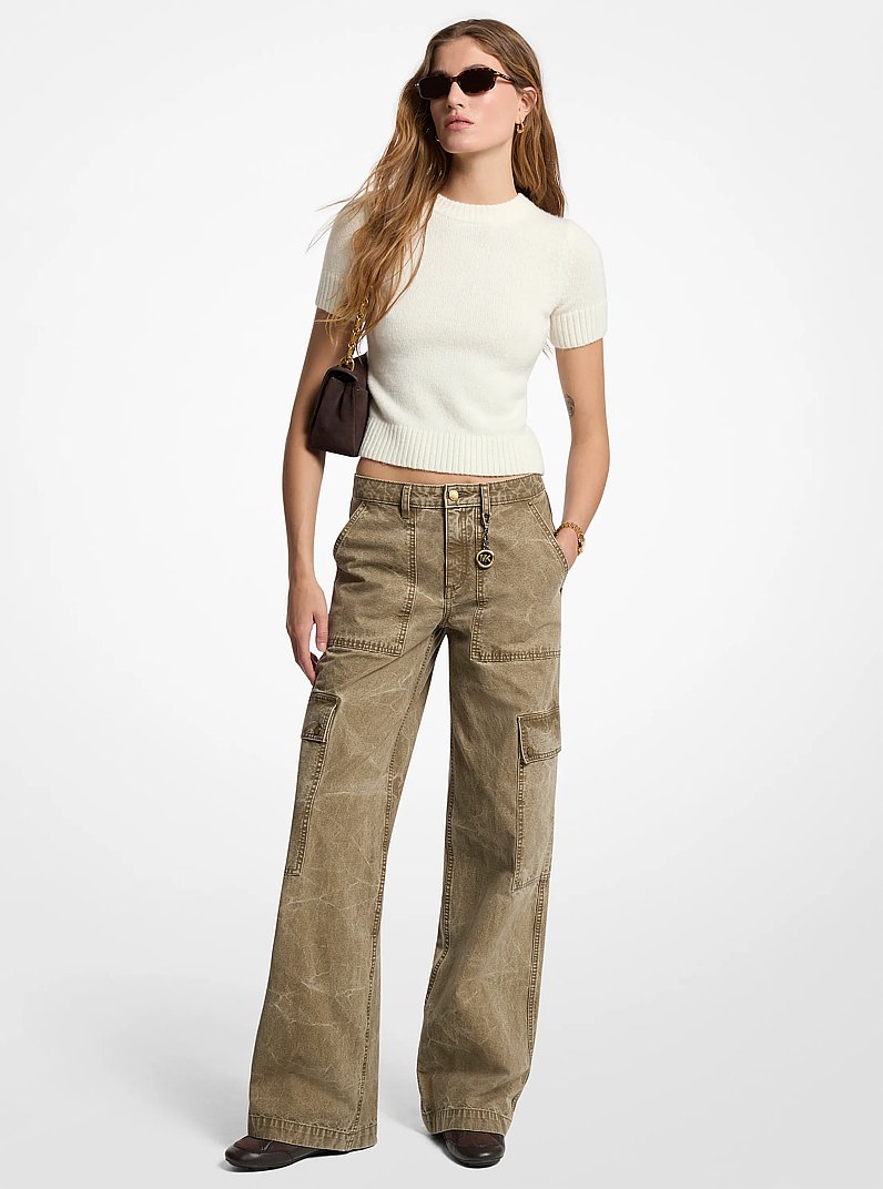 Garment-Dyed Denim Cargo Pants in SAFARI GREEN | Michael Kors