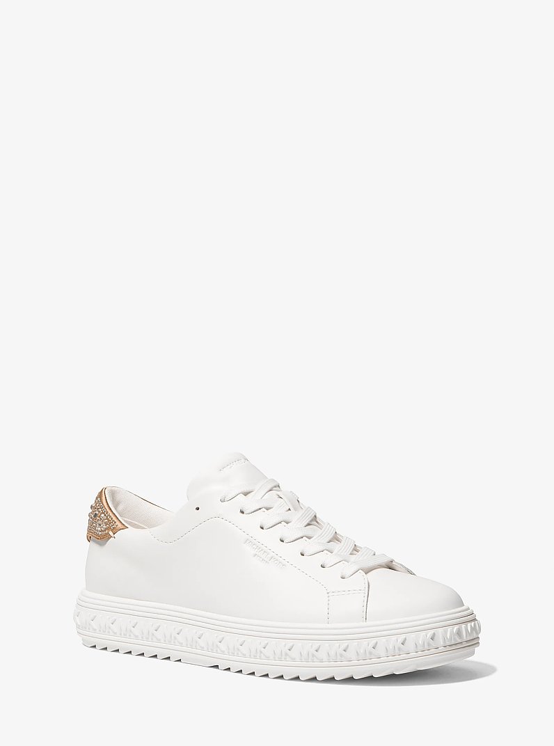 Grove Embellished Leather Sneaker in CAMEL | Michael Kors