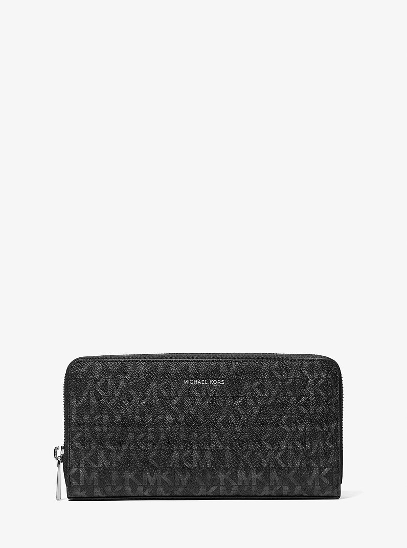Greyson Logo Zip-Around Wallet in BLACK | Michael Kors