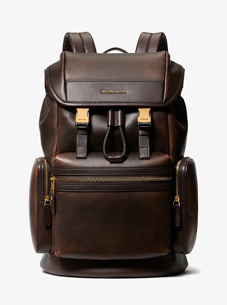 Hudson Burnished Leather Backpack in CHOCOLATE | Michael Kors