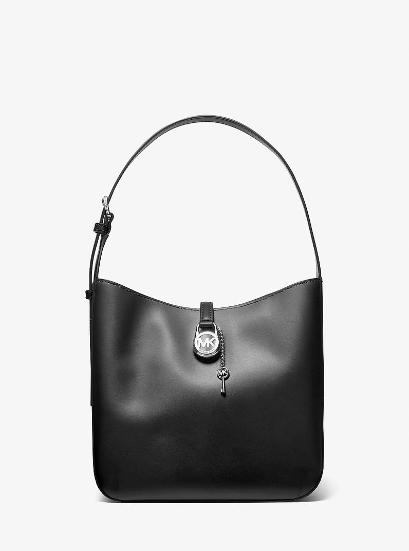 Lyra Small Leather Shoulder Bag in BLACK | Michael Kors