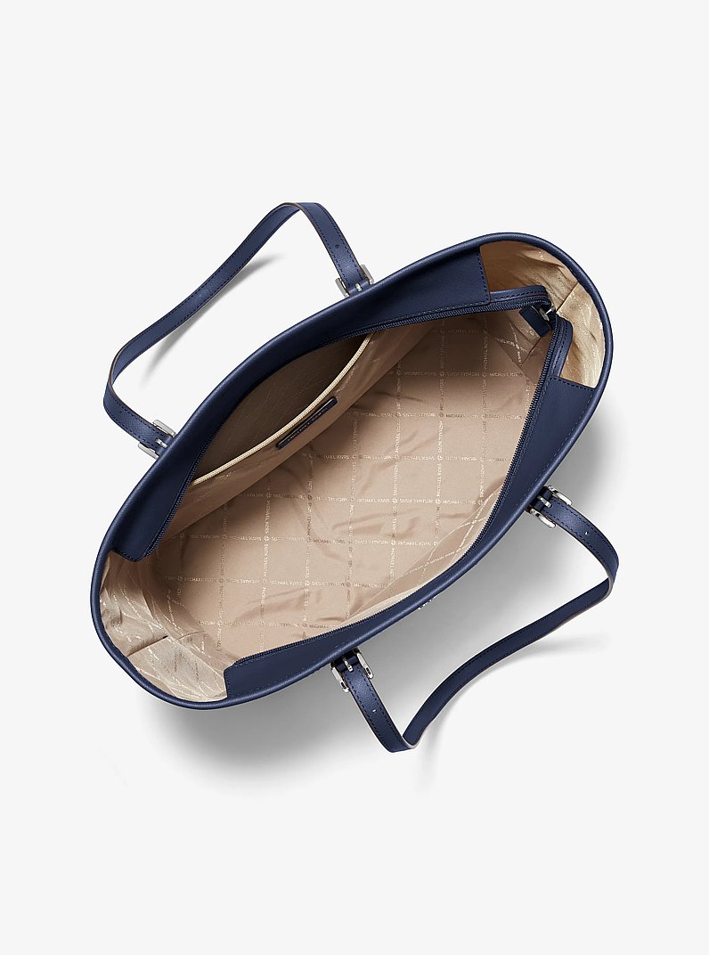 Jet Set Large Polka Dot Signature Logo Tote Bag in NAVY | Michael Kors