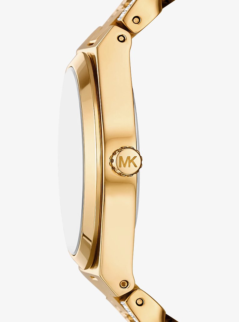 Armbanduhr Lennox im Goldton mit Panzerkettenarmband und Pav&eacute;-Fassung in GOLDTON | Michael Kors