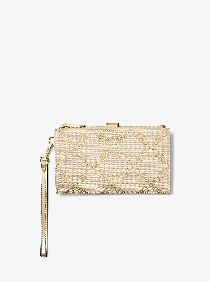 Smartphone-Brieftasche Adele aus Jacquard mit Empire-Logomuster in Metallic-Optik