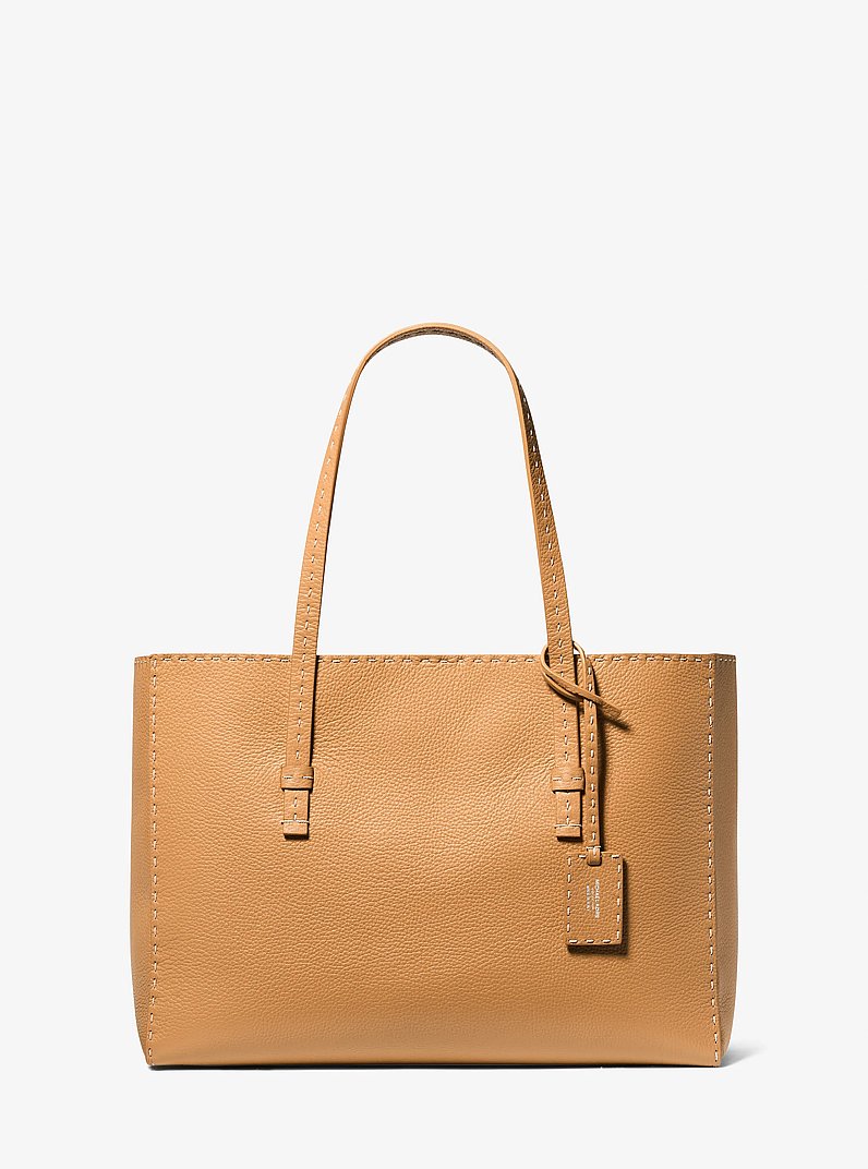 Sac fourre-tout Sharon en cuir grain&eacute; brod&eacute; &agrave; la main