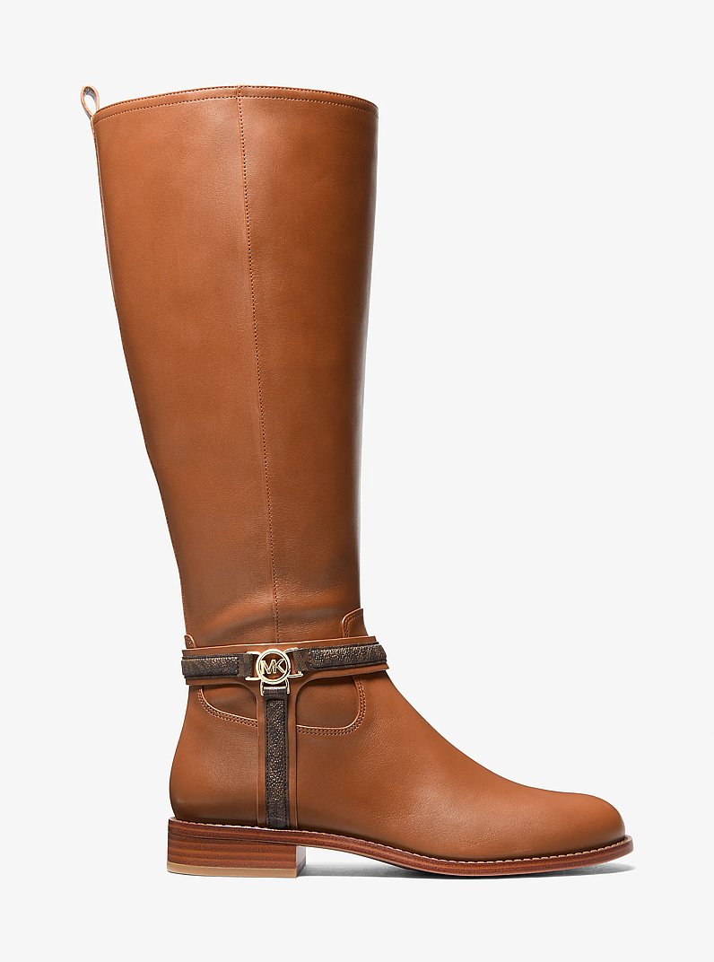 Bota Mindy ancha de piel con logotipo exclusivo in LUGGAGE MULTI | Michael Kors