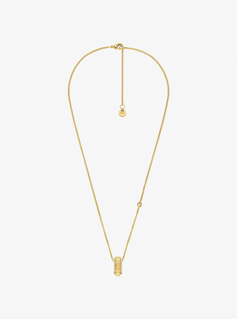 Pav&eacute; Gold-Tone Brass Ring Necklace in GOLD | Michael Kors