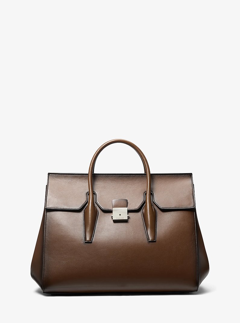 Campbell Burnished Leather Weekender Bag in COCOA | Michael Kors