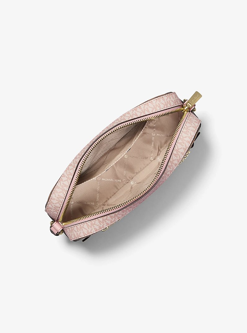 Jet Set Large Metallic Signature Logo Crossbody Bag in ROS&Aacute;CEO POLVORIENTO | Michael Kors