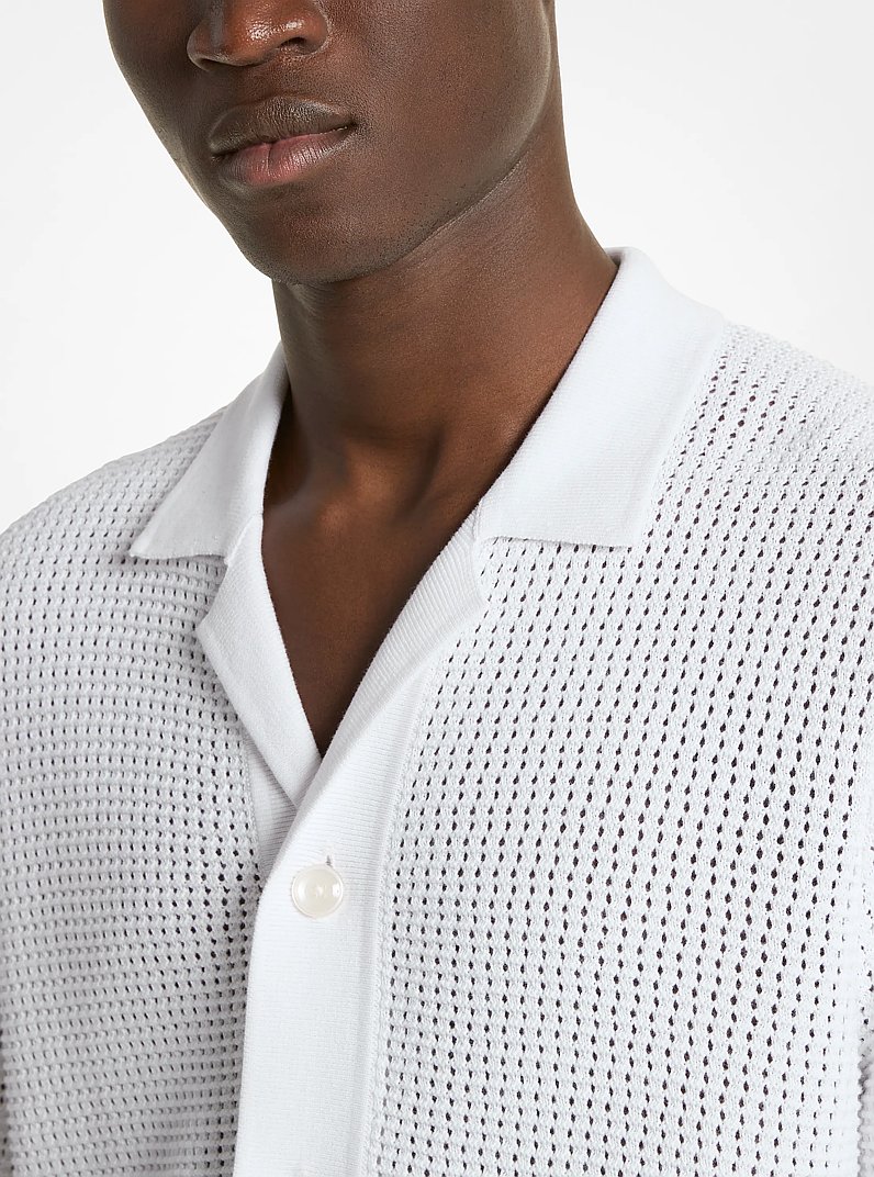 Open-Knit Cotton Shirt in WHITE | Michael Kors