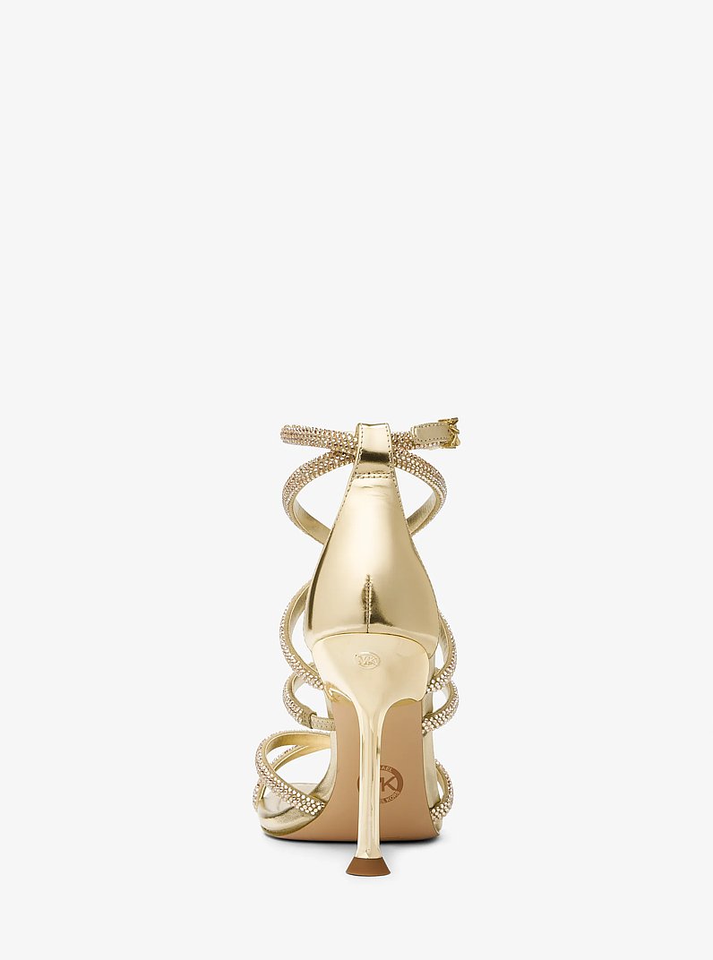 Imani Embellished Metallic Faux Suede Sandal in PALE GOLD | Michael Kors