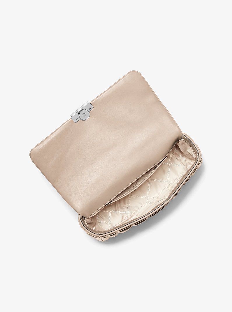 Tribeca Large Quilted Leather Shoulder Bag in LIGHT SAND | Michael Kors