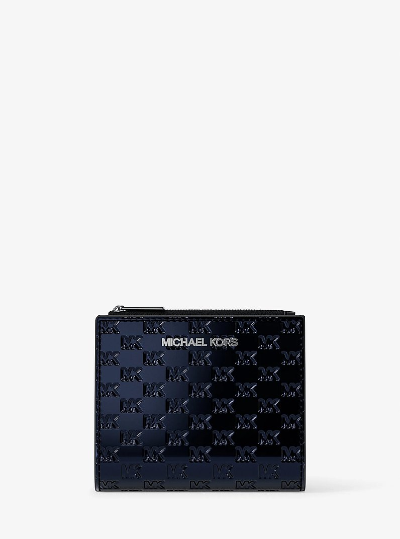 Cooper Metallic Logo Debossed Wallet in NAVY | Michael Kors
