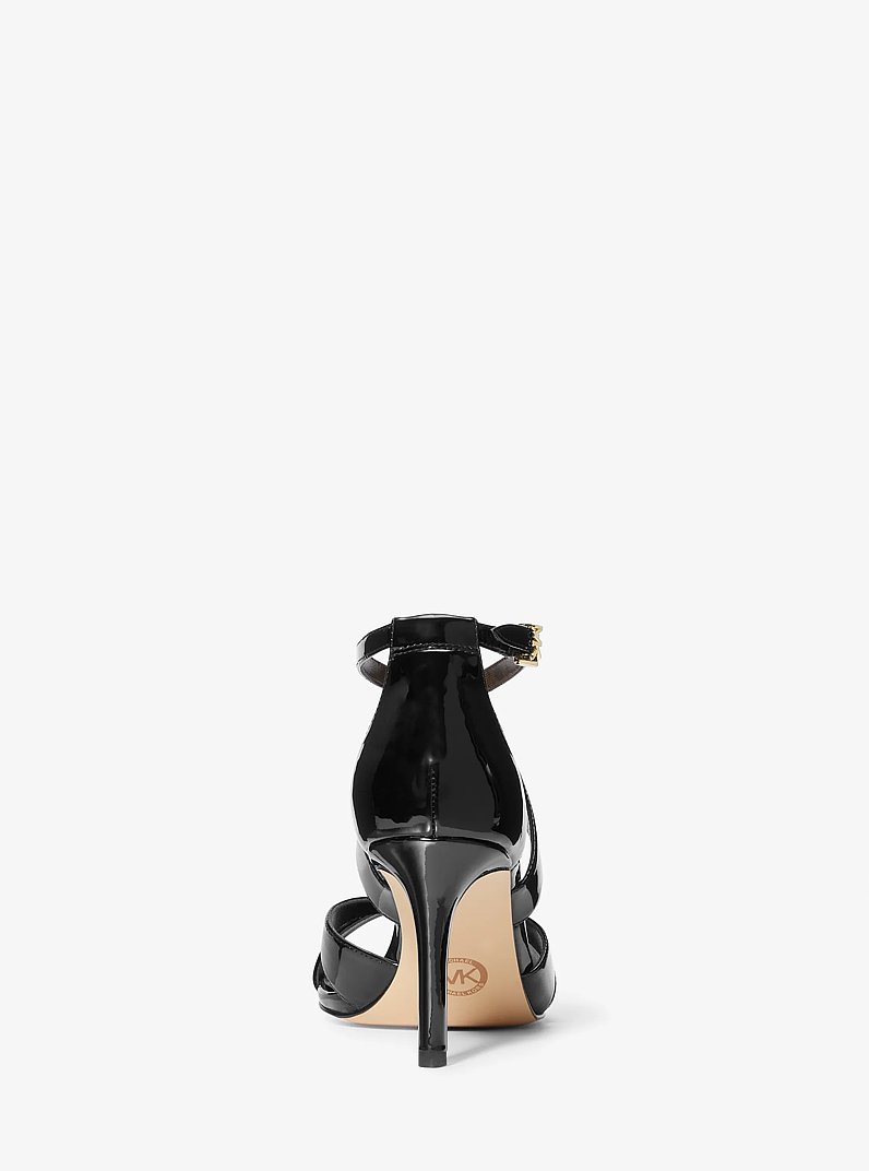 Kinsley Faux Patent Leather Sandal in BLACK | Michael Kors