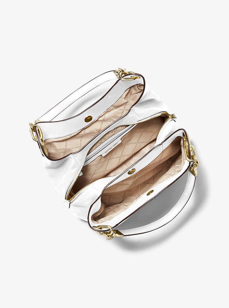 Grand sac port&eacute; &eacute;paule Lillie en cuir grain&eacute; in BLANC OPTIQUE | Michael Kors