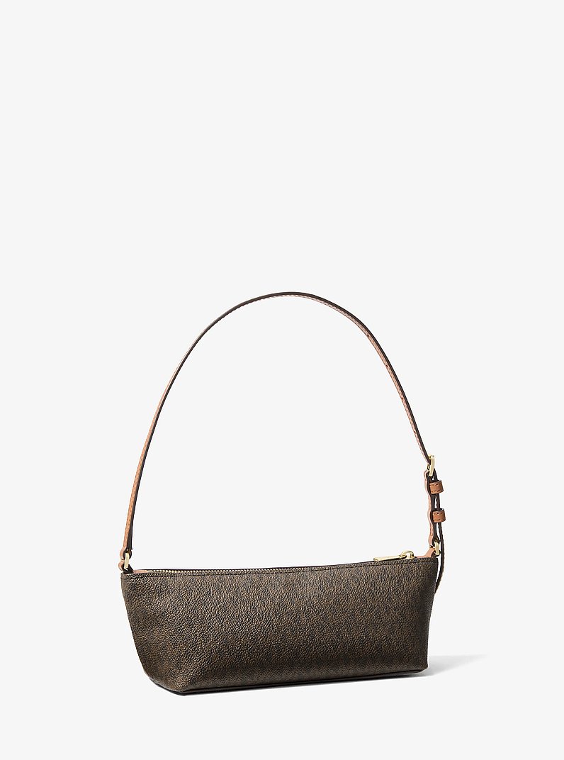 Laila Small Signature Logo Pochette in BRN/ACORN | Michael Kors