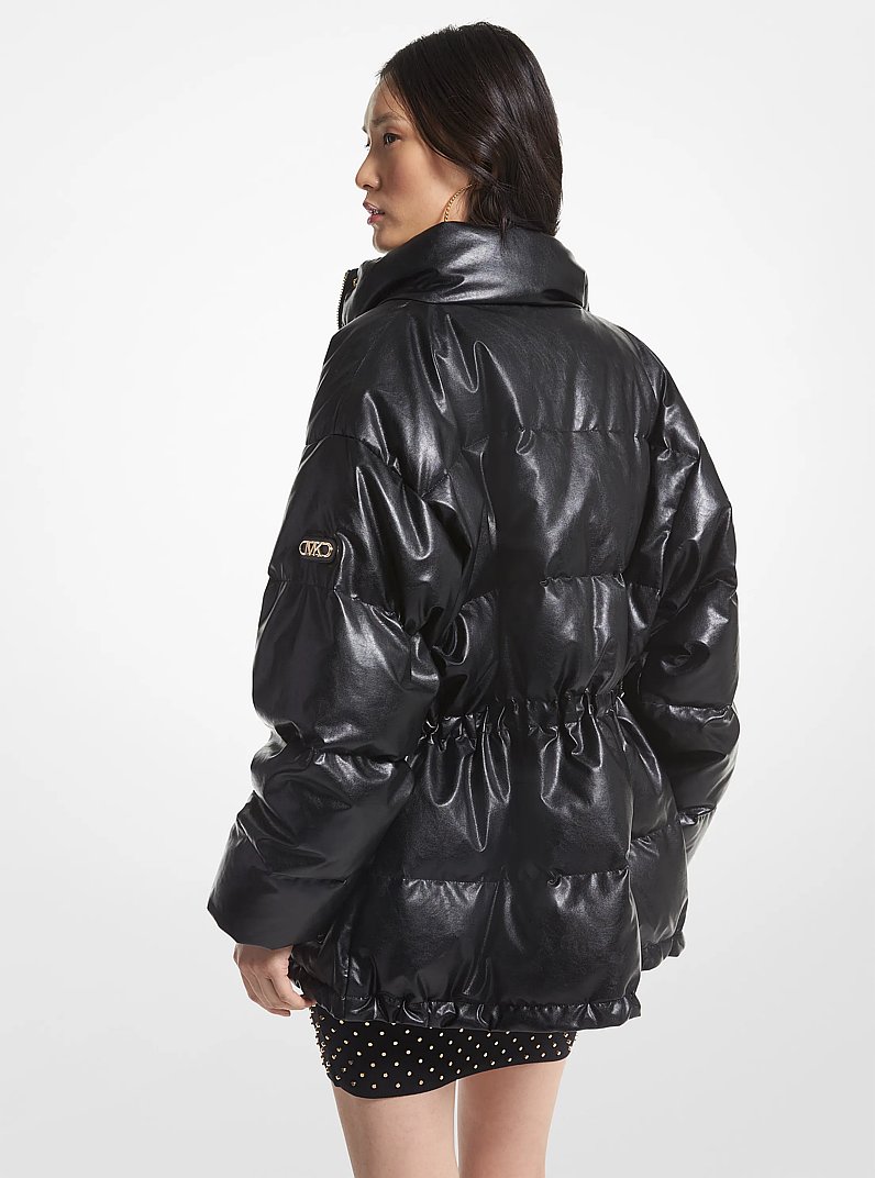 Quilted Coated Puffer Jacket in BLACK | Michael Kors