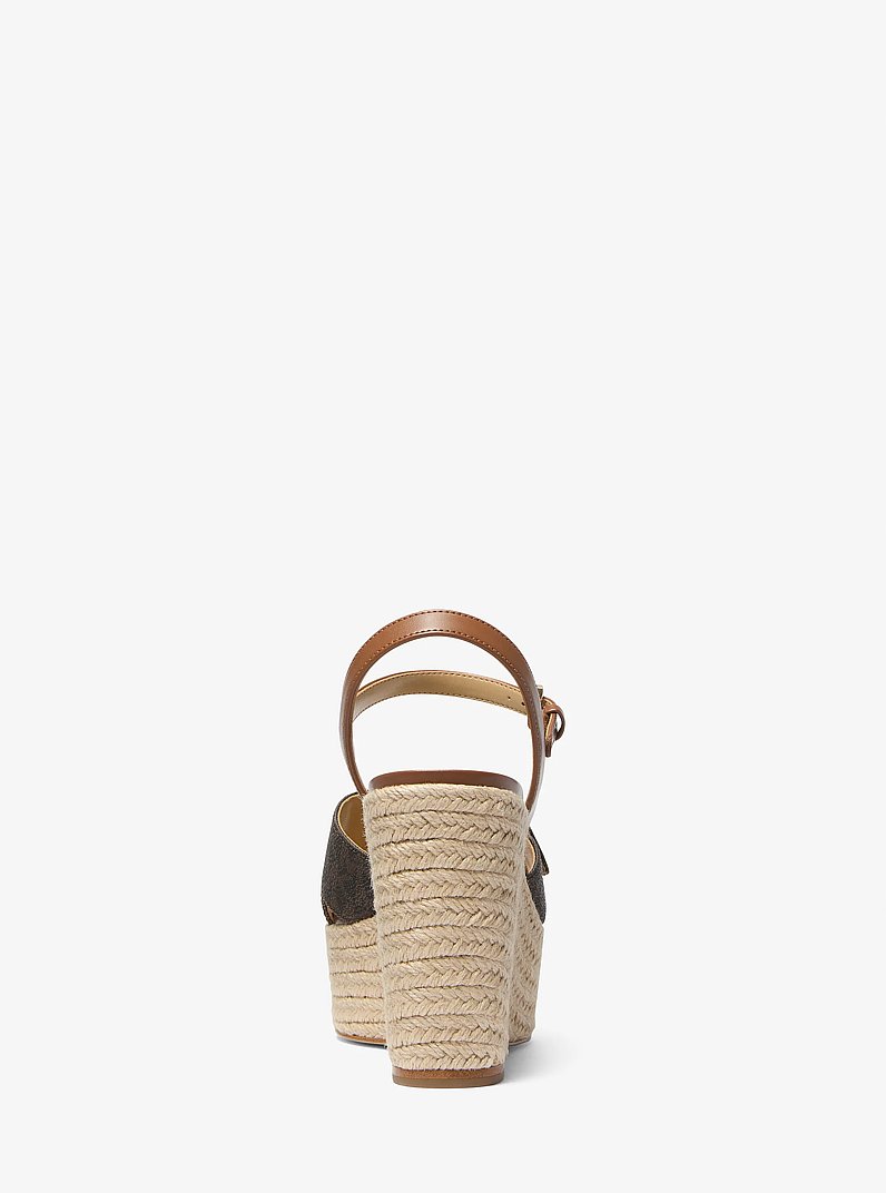 kaia1977 Hannah Signature Logo Wedge Sandal in BROWN - Sale | Michael Kors