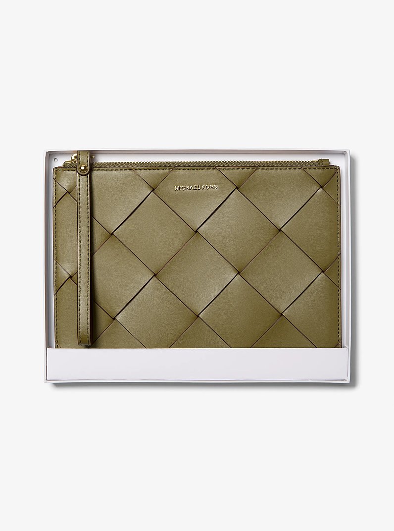 Handgelenktasche Jet Set Travel Extra-Large aus gewebtem Leder