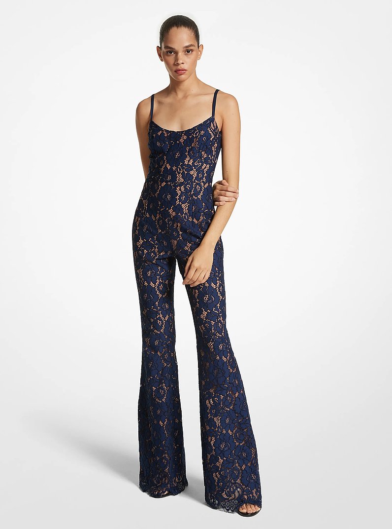 Jumpsuit aus Blumenspitze in NAVYBLAU | Michael Kors