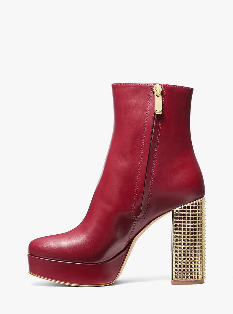 Maxine Leather Platform Boot in DEEP RED | Michael Kors