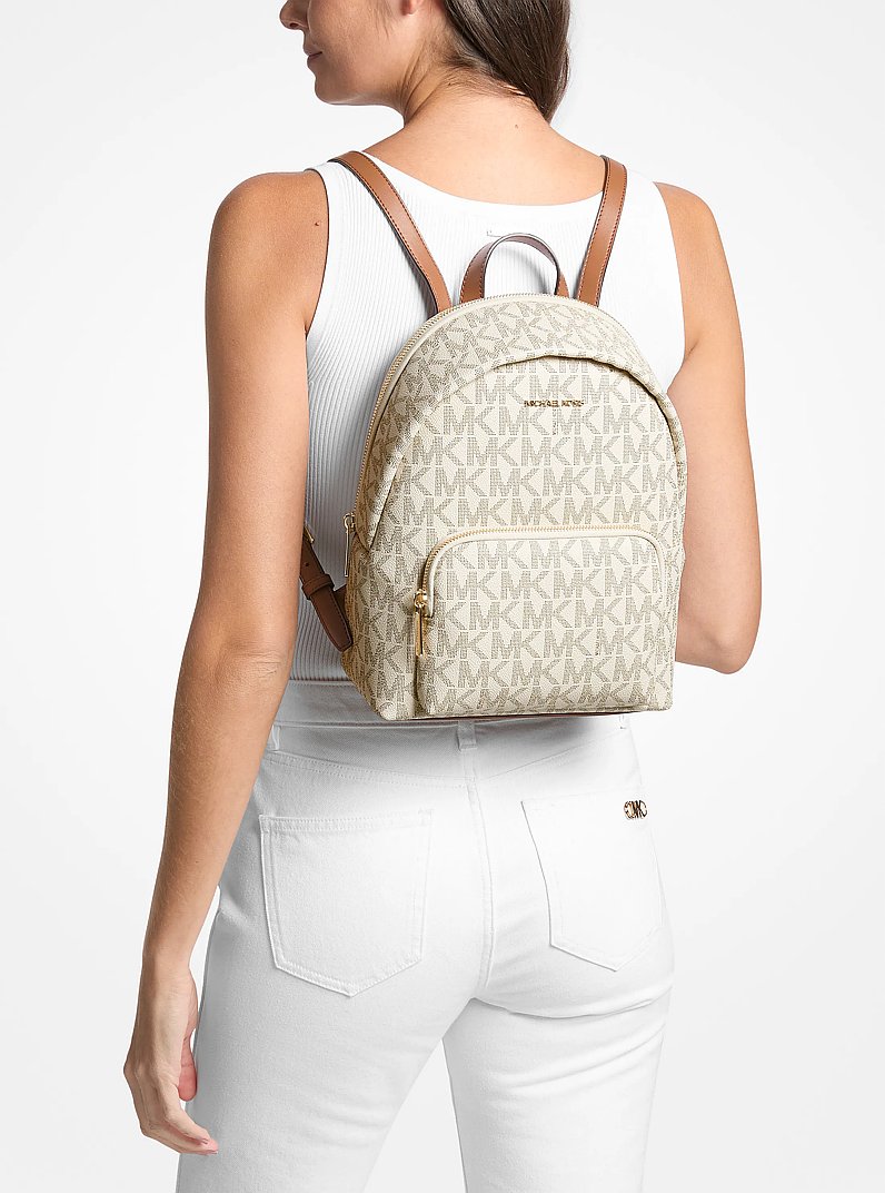 Erin Medium Signature Logo Backpack in VANILLA/LUGGAGE | Michael Kors