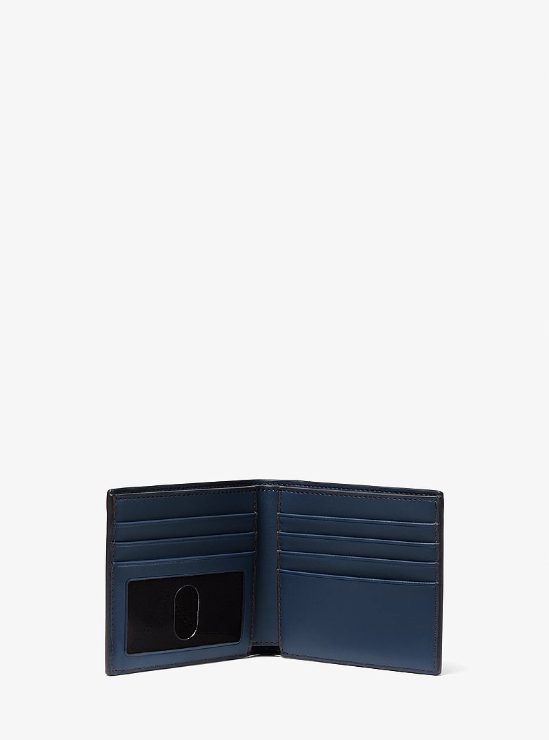Hudson Pebbled Leather Billfold Wallet in NAVY | Michael Kors