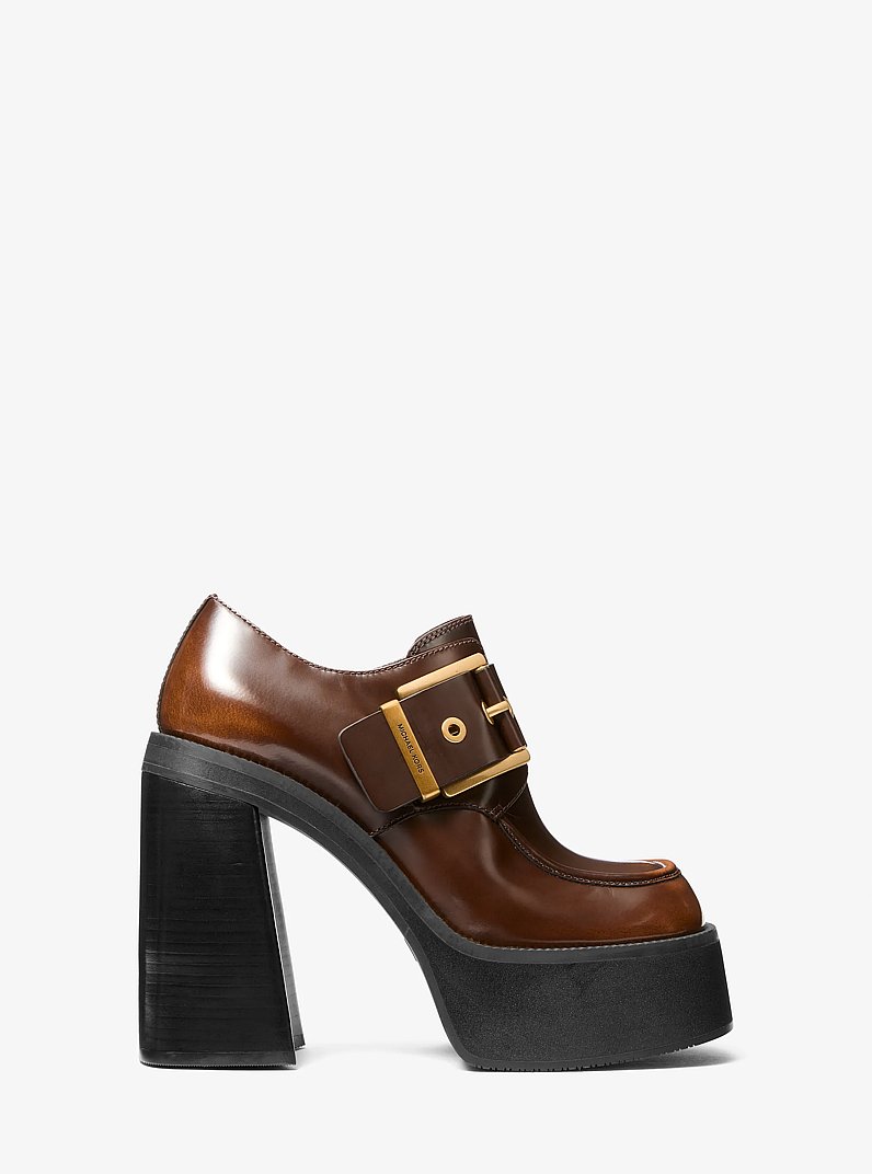 Loafer Colby de piel curtida con plataforma in LUGGAGE | Michael Kors