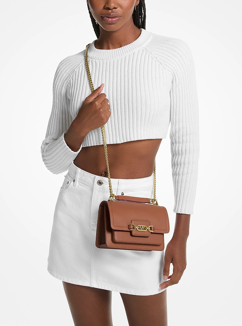 Heather Extra-Small Leather Crossbody Bag in LUGGAGE | Michael Kors
